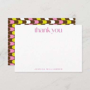 Retro Groovy Lime Pink Brown Custom Bridal Shower Thank You Invitations