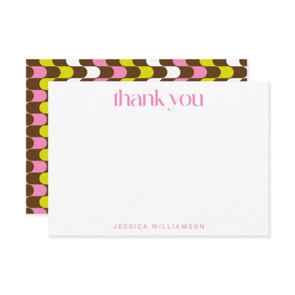 Retro Groovy Lime Pink Brown Custom  Thank You