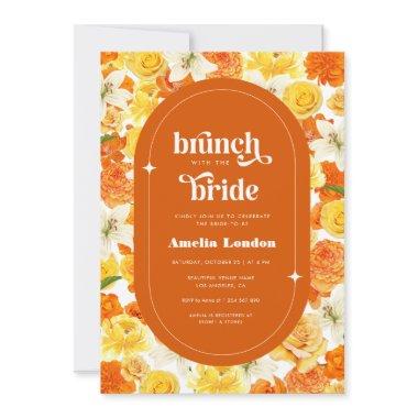 Retro Groovy Orange Floral Brunch with the Bride Invitations