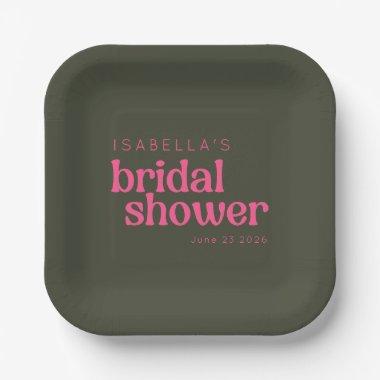 Retro Groovy Pink Green  Custom Paper Plates