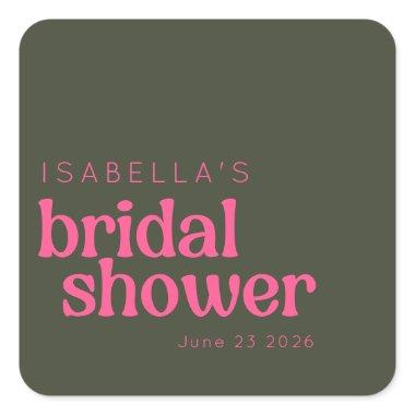 Retro Groovy Pink Green  Custom Square Sticker