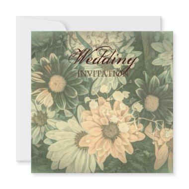 retro hippie bohemian summer daisy wedding Invitations