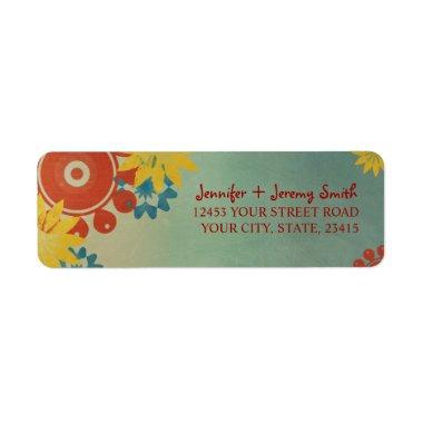 Retro Hippie Flowers Label