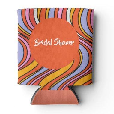 Retro Hippie Psychedelic Swirls Bridal Shower Can Cooler