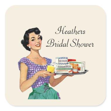 Retro Housewife Bridal Shower Square Sticker
