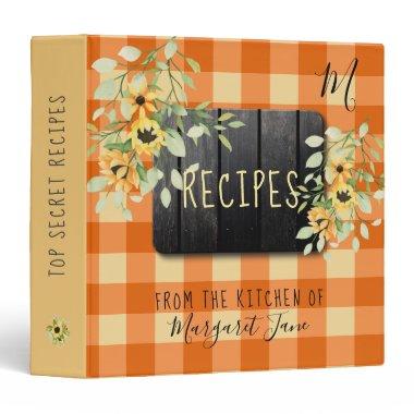 Retro kitchen family monogram cookbook recipes 3 ring binder