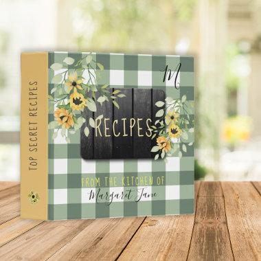 Retro kitchen family monogram cookbook recipes 3 ring binder