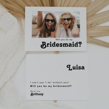 Retro Lettering Photo Bridesmaid Proposal Invitations