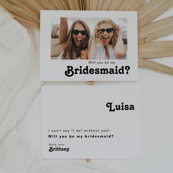 Retro Lettering Photo Bridesmaid Proposal Invitations