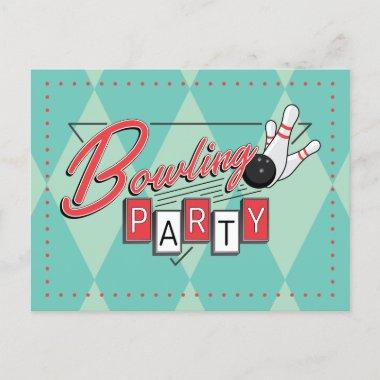 Retro Logo Bowling Party PostInvitations