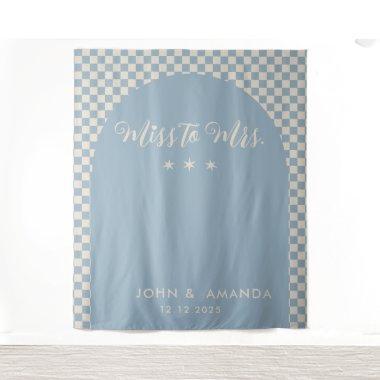 Retro Miss to Mrs  Blue Mod Modern Tapestry