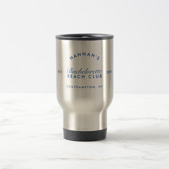 Retro Modern Bachelorette Navy Personalized Travel Mug