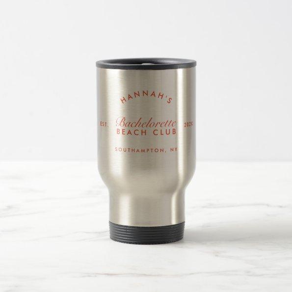 Retro Modern Bachelorette Red Personalized Travel Mug