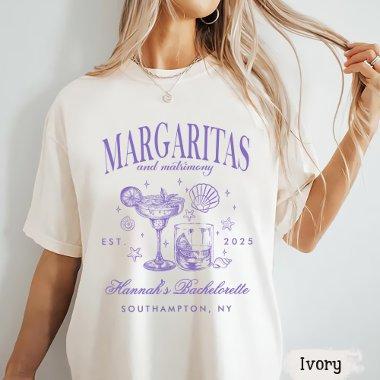 Retro Modern Margaritas and Matrimony Striped Bach T-Shirt
