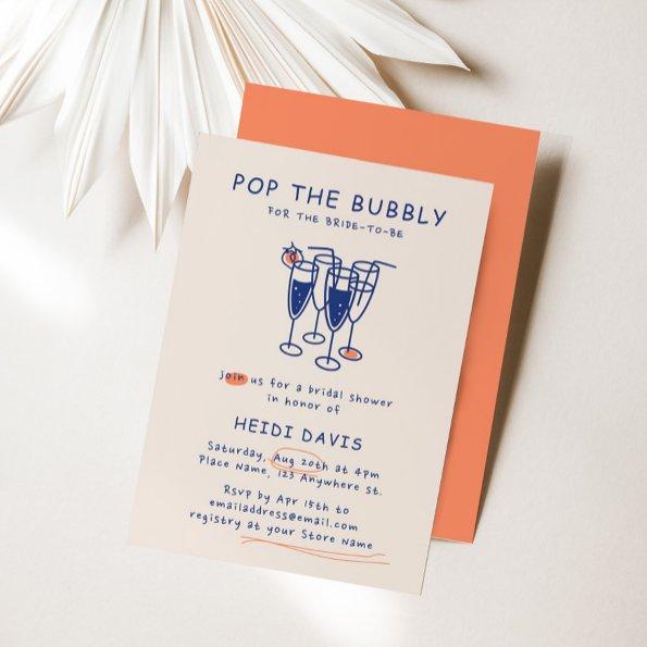 Retro Navy Blue Pop The Bubbly