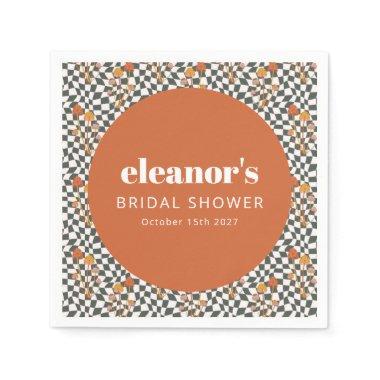 Retro Orange Checker Mushroom Custom  Napkins