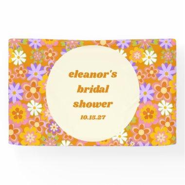 Retro Orange Purple Floral Custom Bridal Shower Banner