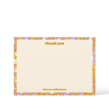 Retro Orange Purple Floral Custom  Thank You