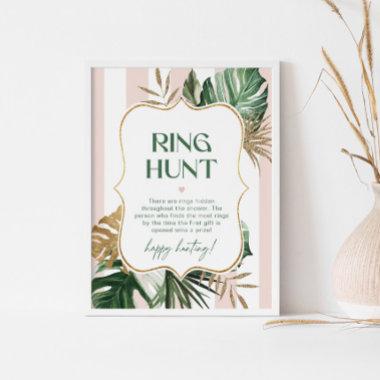 Retro palm beach pink ring hunt bridal shower game poster