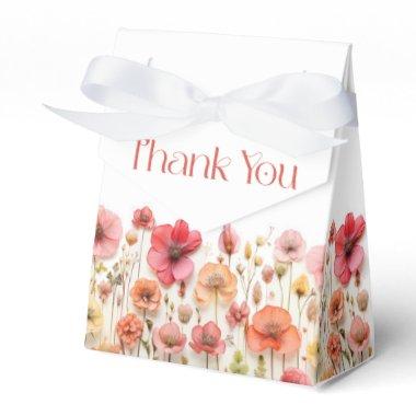 Retro Pastel Pink Boho Wildflower  Favor Boxes