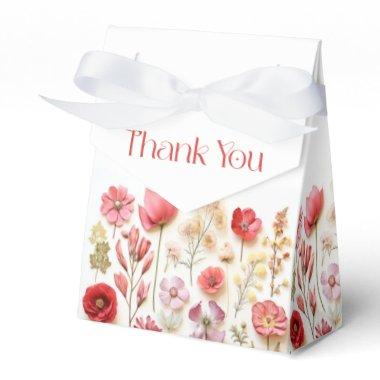 Retro Pastel Pink Boho Wildflower  Favor Boxes