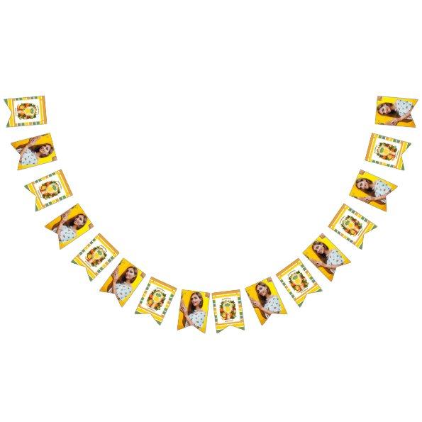 Retro Pineapple Pickleball  Photo Bunting Flags