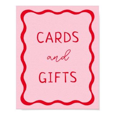 Retro Pink and Red Wavy  and Gifts Sign