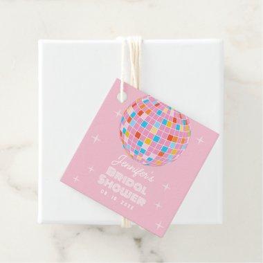 Retro Pink Disco Ball 70s 80s Themed Bridal Shower Favor Tags