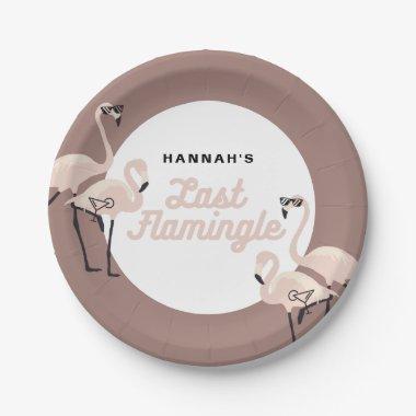 Retro Pink Flamingo Last Flamingle  Paper Plates