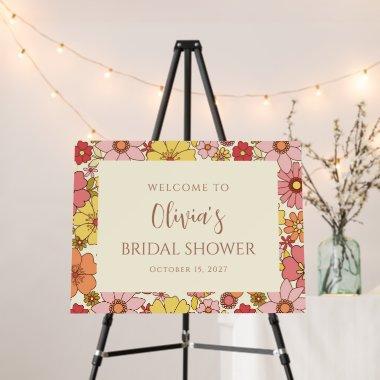 Retro Pink Floral Groovy  Welcome Foam Board