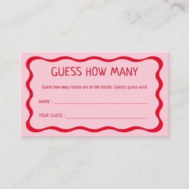 Retro Pink Guess How Many Kisses Game Enclosure Invitations