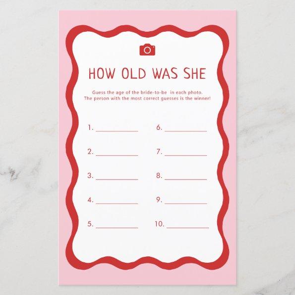 Retro Pink How Old Was She Bride And Groom Game