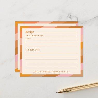 Retro Pink Orange Custom Bridal Shower Recipe Invitations