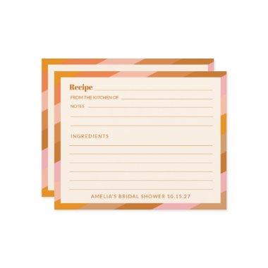 Retro Pink Orange Custom Bridal Shower Recipe Invitations