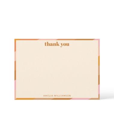 Retro Pink Orange Custom Bridal Shower Thank You Invitations