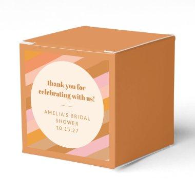 Retro Pink Orange Custom Bridal Shower Thank You Favor Boxes