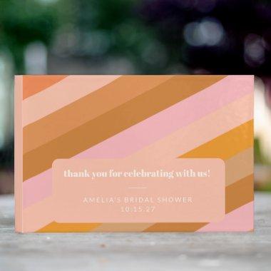 Retro Pink Orange Custom Bridal Shower Thank You Guest Book