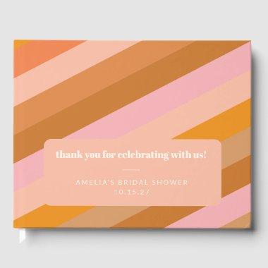 Retro Pink Orange Custom  Thank You Guest Book