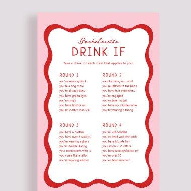 Retro Pink Red Bachelorette Drink If Game
