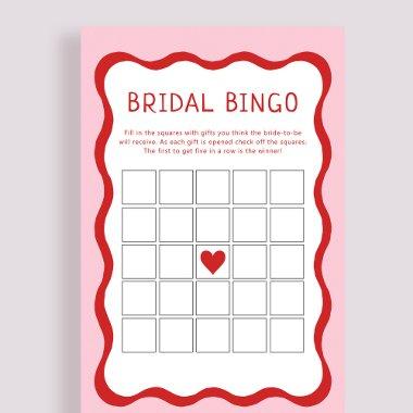 Retro Pink Red Bridal Shower Bingo Game Invitations