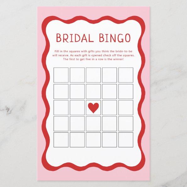Retro Pink Red Bridal Shower Bingo Game Invitations