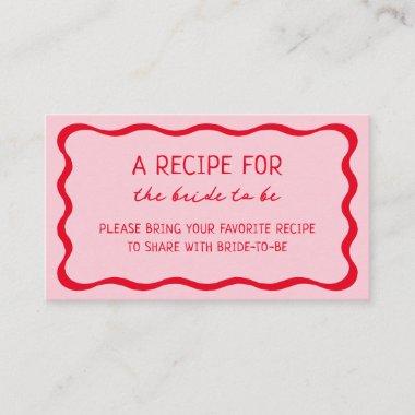 Retro Pink Red Bridal Shower Share A Recipe Enclosure Invitations