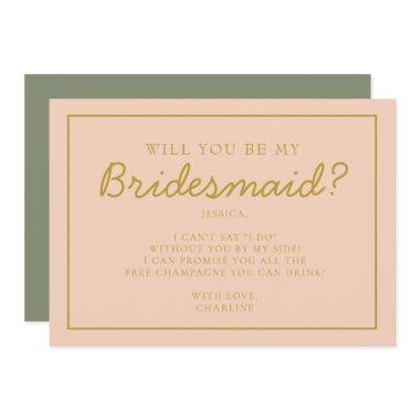 Retro Pink &Red Handwriting Bridesmaid Proposal