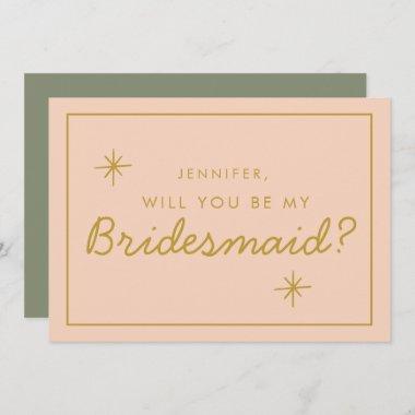 Retro Pink &Red Handwriting Bridesmaid Proposal Invitations