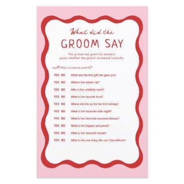 Retro Pink Red What Did The Groom Say Game