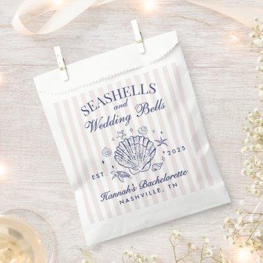 Retro Pink Seashells & Wedding Bells Bachelorette Favor Bag