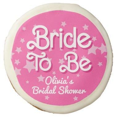 Retro Pretty Pink Malibu Stars Bridal Shower Sugar Cookie