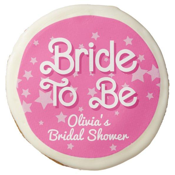 Retro Pretty Pink Malibu Stars Bridal Shower Sugar Cookie