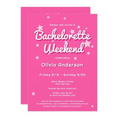 Retro Pretty Pink Stars Bachelorette