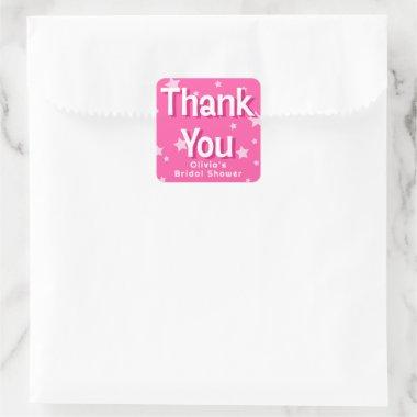 Retro Pretty Pink Stars  Favor Square Sticker